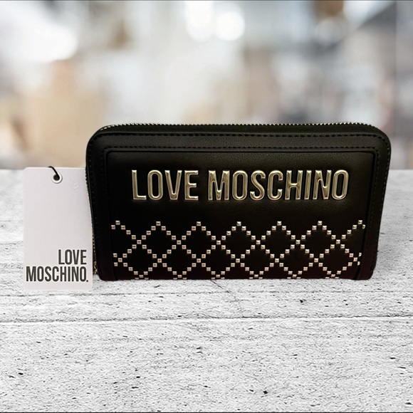 Love Moschino Handbags - LOVE MOSCHINO - STUDDED, QUILTED ZIP AROUND PORTAFOGLIO CONTINENTAL WALLET - NWT